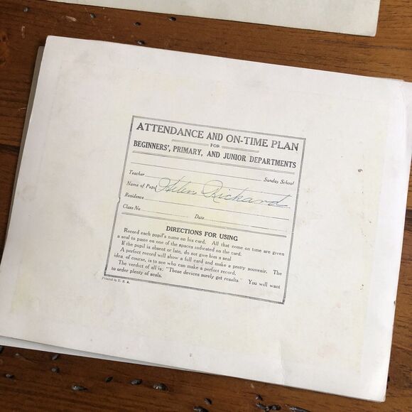 7 Antique Sunday School Attendance Record Print Art Religious Lamar Barton 1920s - Picture 9 of 10